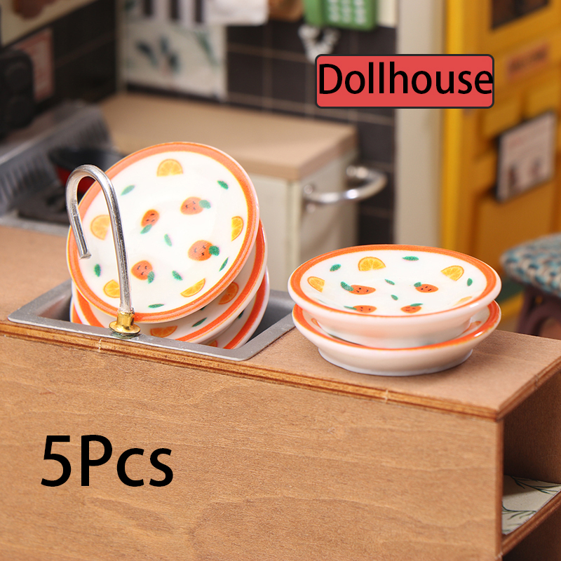 Kitchen Baking Storage - 5Pcs 1/12 Dollhouse Mini Plates Dishes