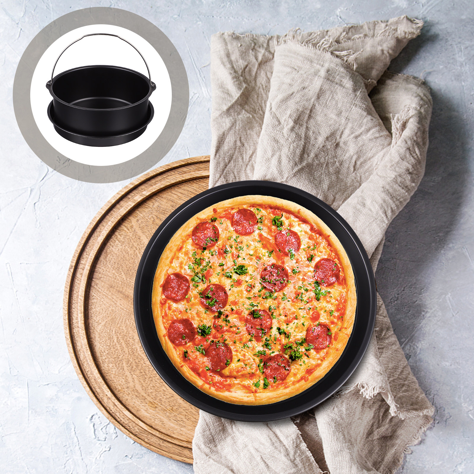 Kitchen Baking Pan - 1Set 7Inch Air Fryer Cake Basket