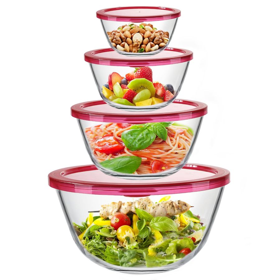 Kitchen Glass Baking Set - Glass Mixing Bowls with Lids Set,