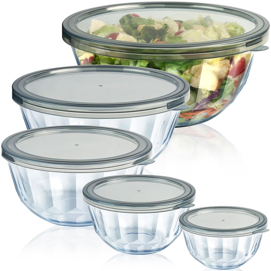 Kitchen Glass Baking Set - Mixing Bowls with Airtight Lids Sets,
