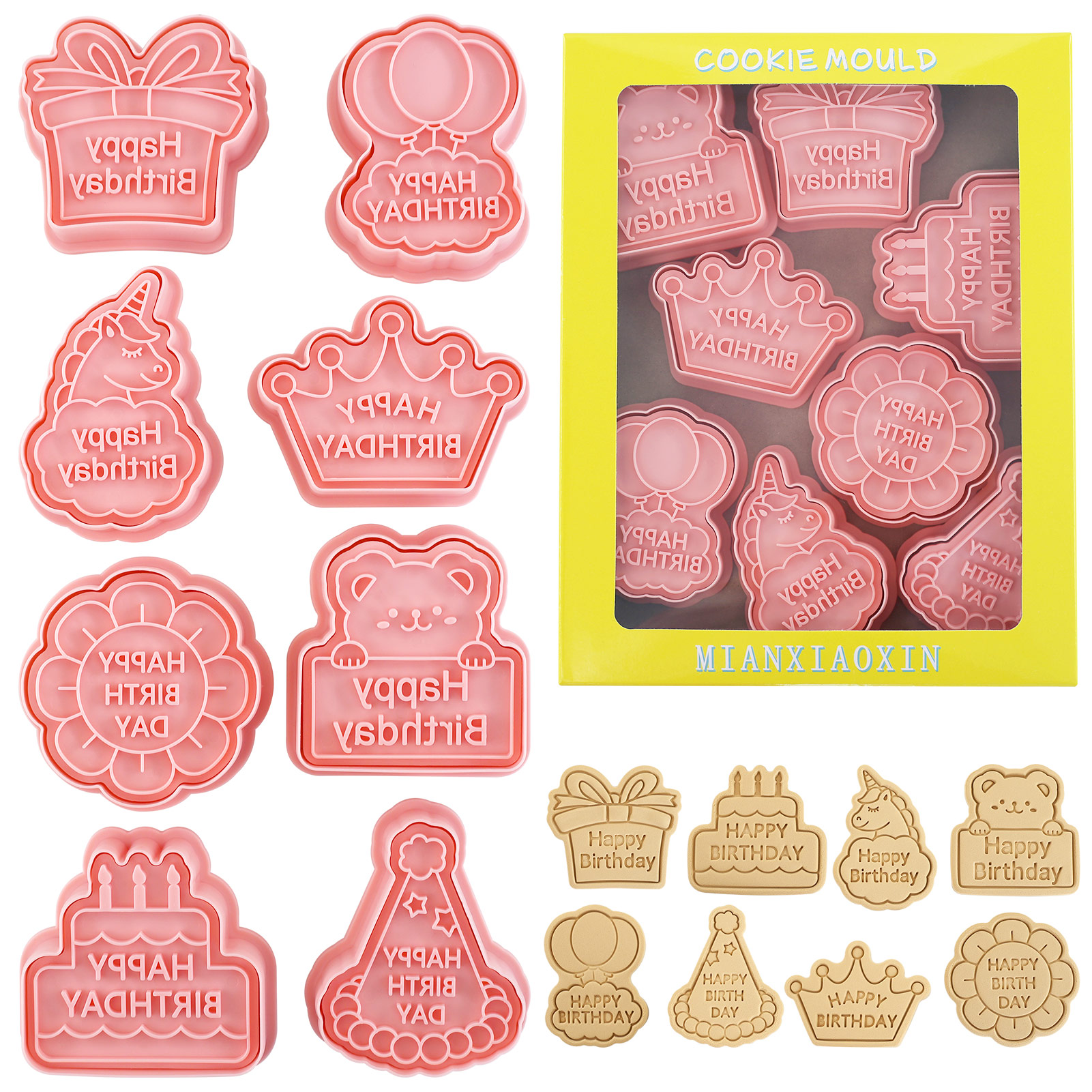 Kitchen And Baking Tools - 8pcs Happy Birthday Cookie Cutter with