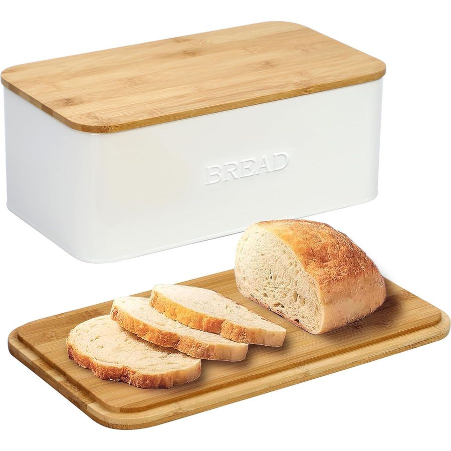 Kitchen Baking Storage - White Bread Box for Kitchen Countertop,