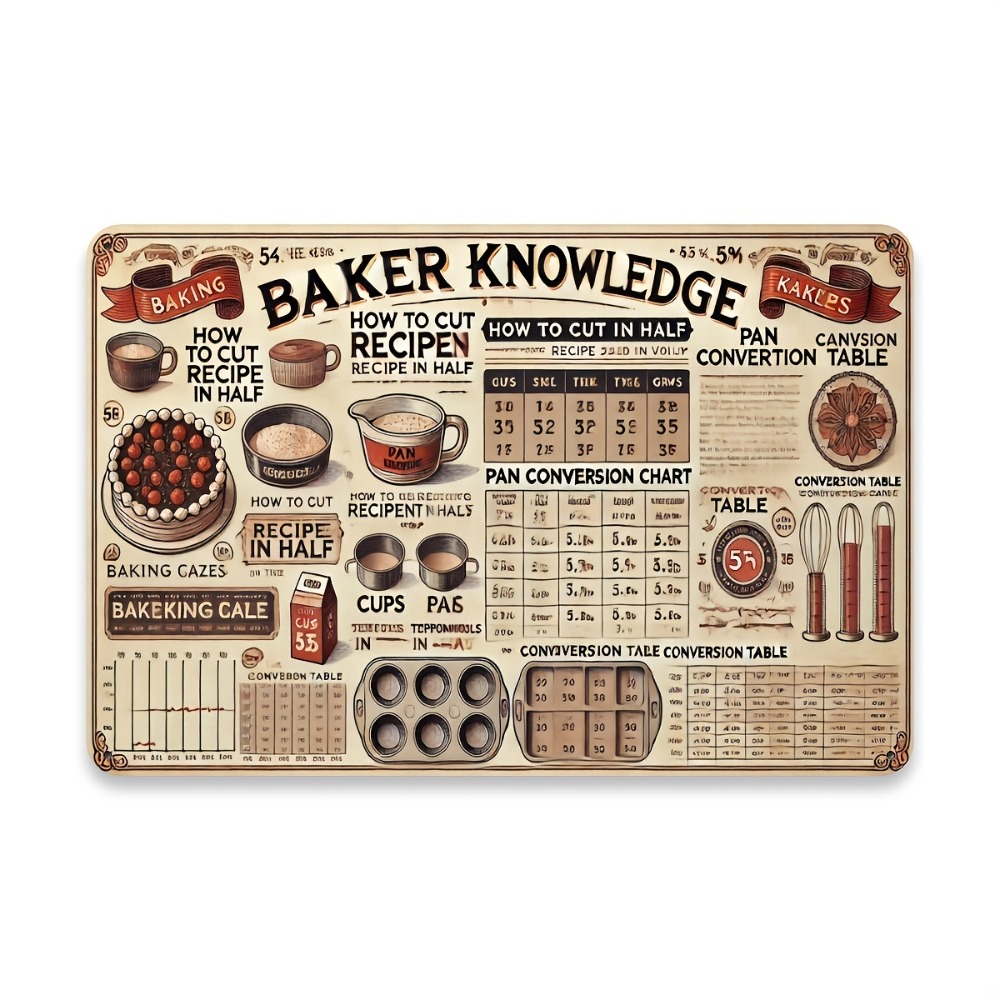 Vintage Metal Tin Sign 8x12 In - Kitchen Baking Conversion Chart avis et prix