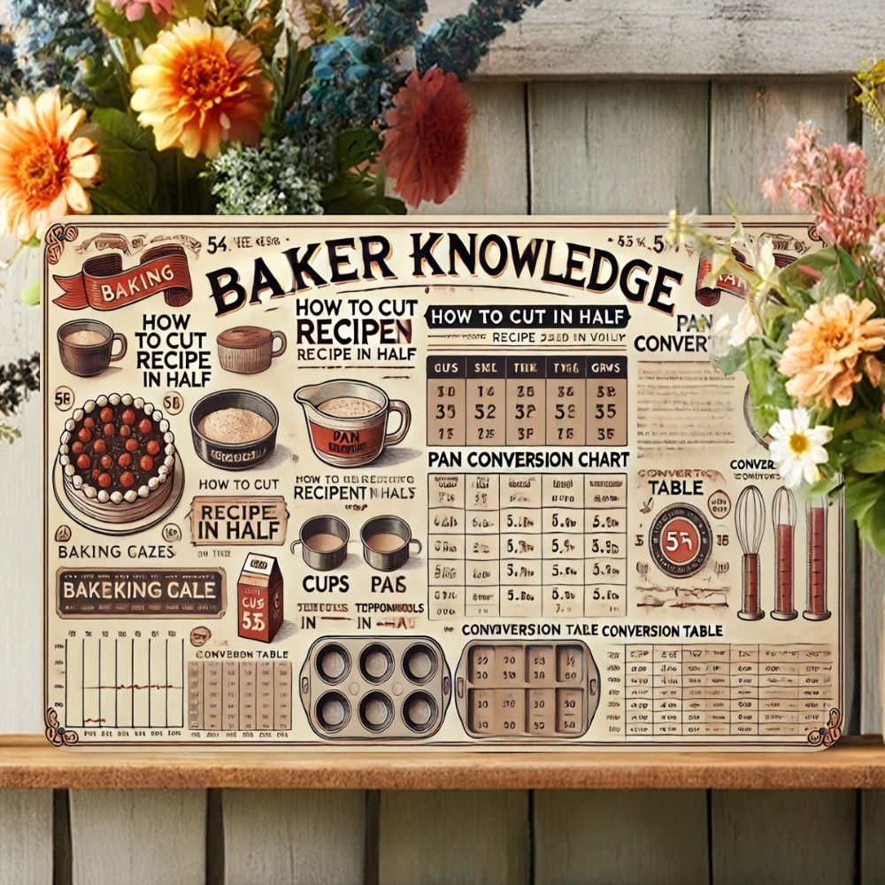 Vintage Metal Tin Sign 8x12 In - Kitchen Baking Conversion Chart avis et prix