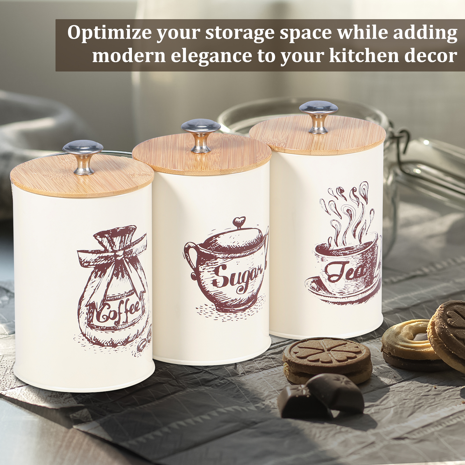 3Pcs Kitchen Storage Box Metal - Kitchen Bank avis et prix