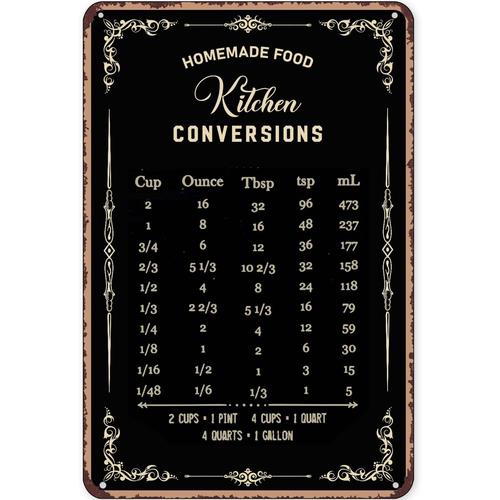 Rustic Tin Sign Decor Baking S - Kitchen Baking Conversion Chart avis et prix