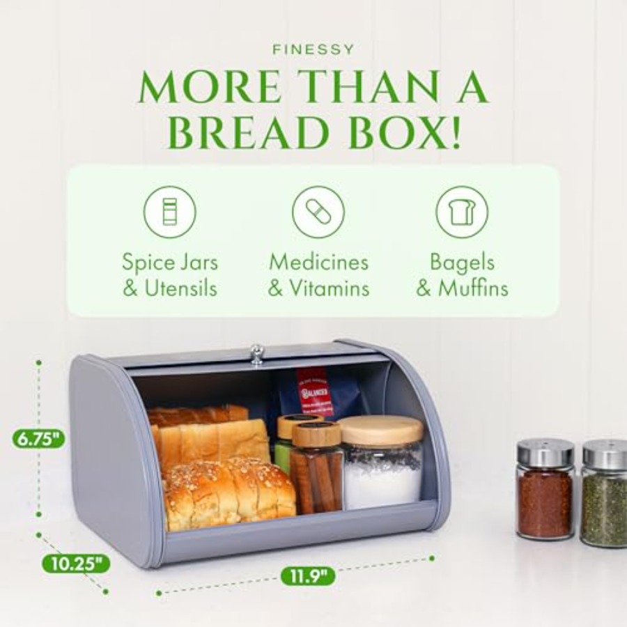 Modern Metal Bread Box for Kit - Kitchen Baking Mat avis et prix