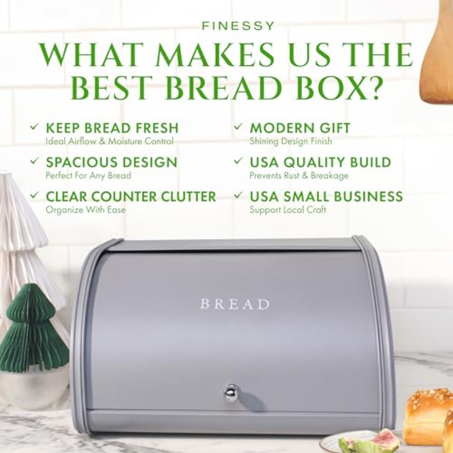 Modern Metal Bread Box for Kit - Kitchen Baking Mat avis et prix