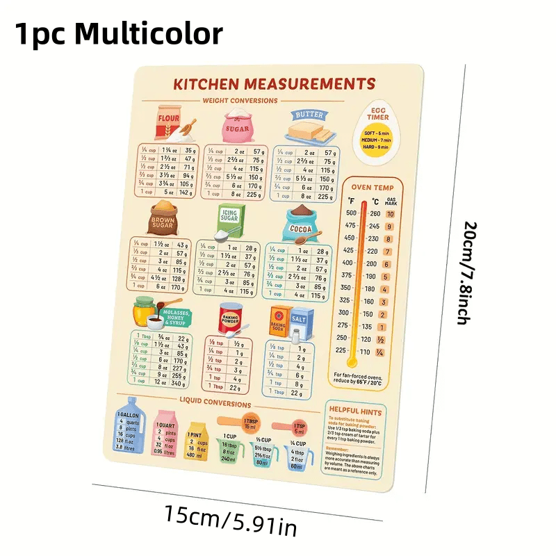 1PC Kitchen Conversion Chart,  - Kitchen Baking Conversion Chart avis et prix