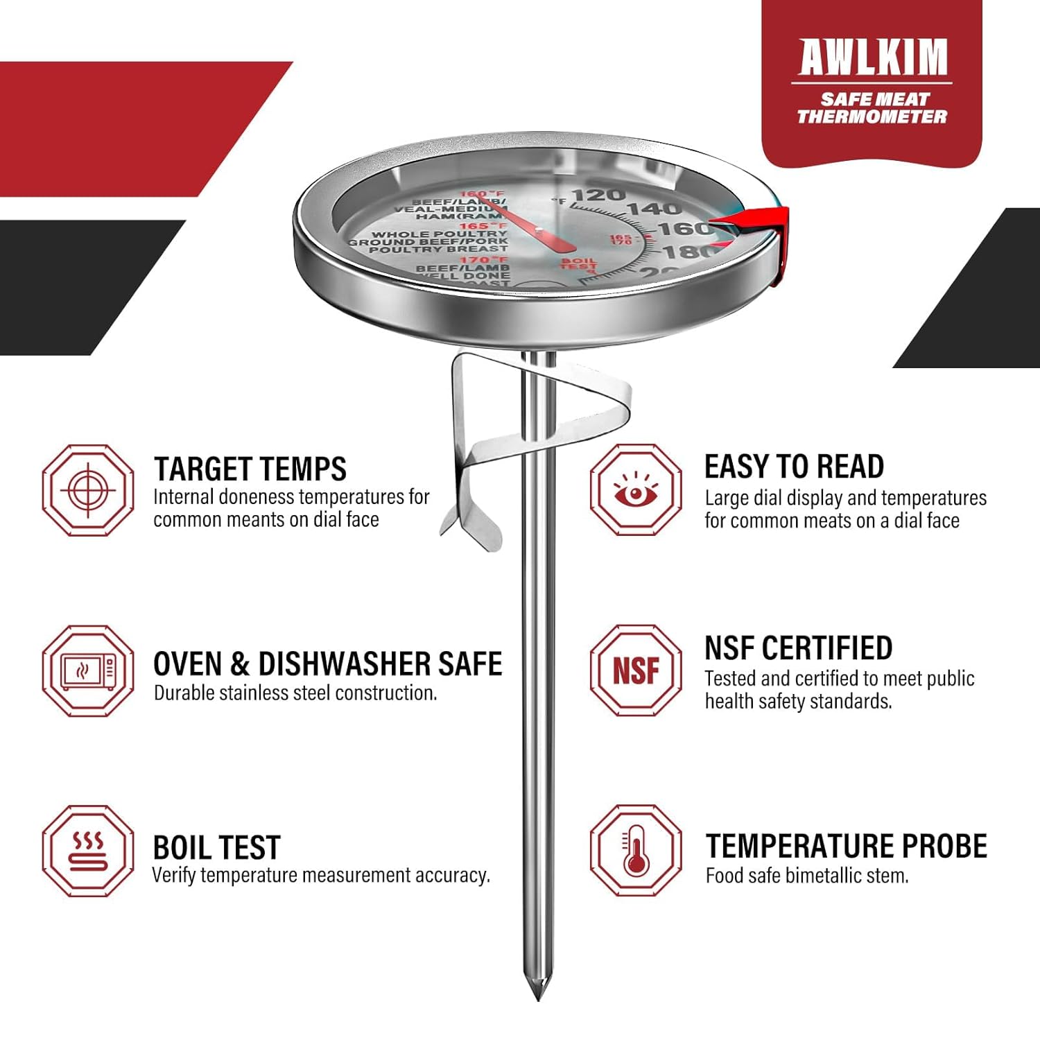 2-Pack Analog Meat Thermometer - Oven Thermometer Analog avis et prix