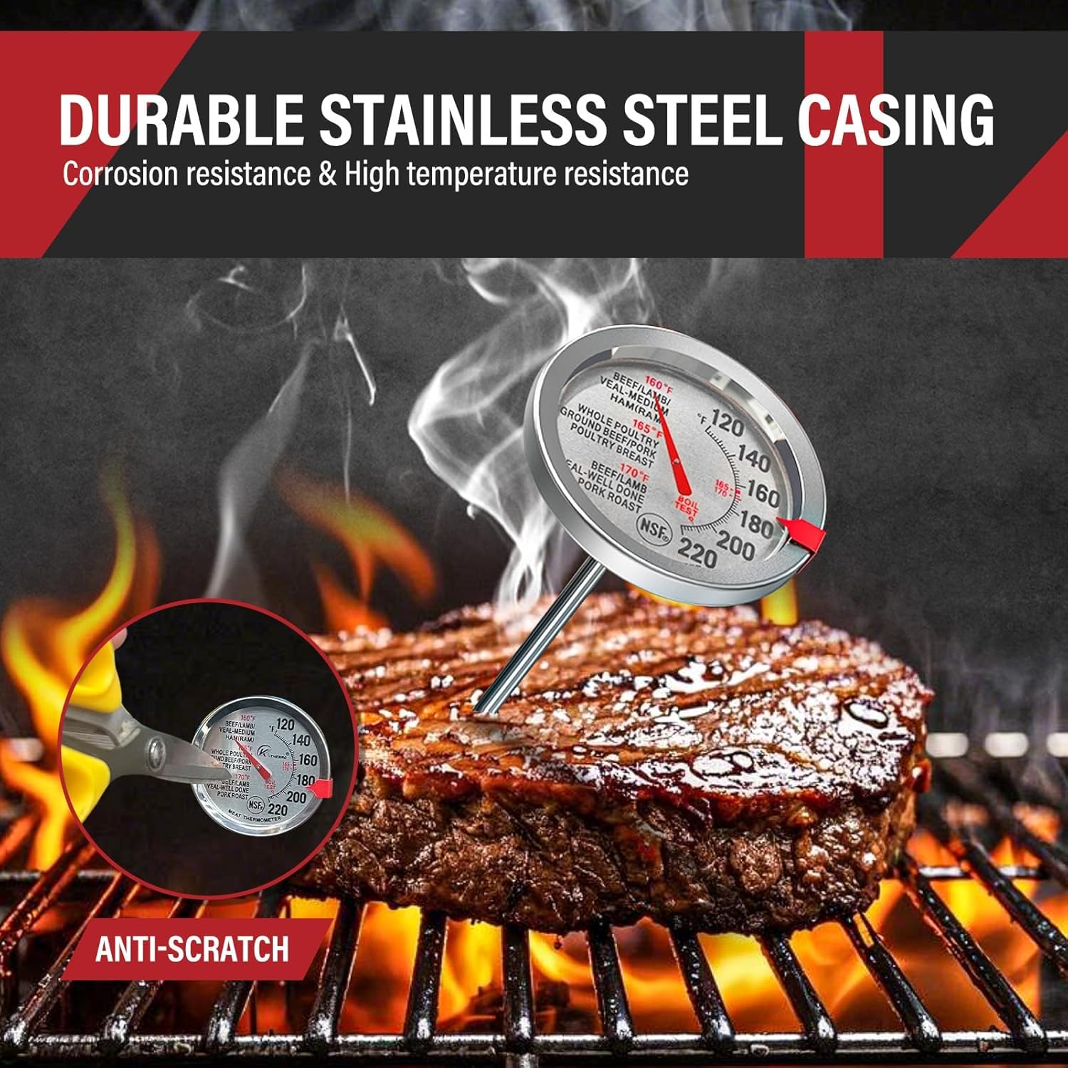 2-Pack Analog Meat Thermometer - Oven Thermometer Analog avis et prix