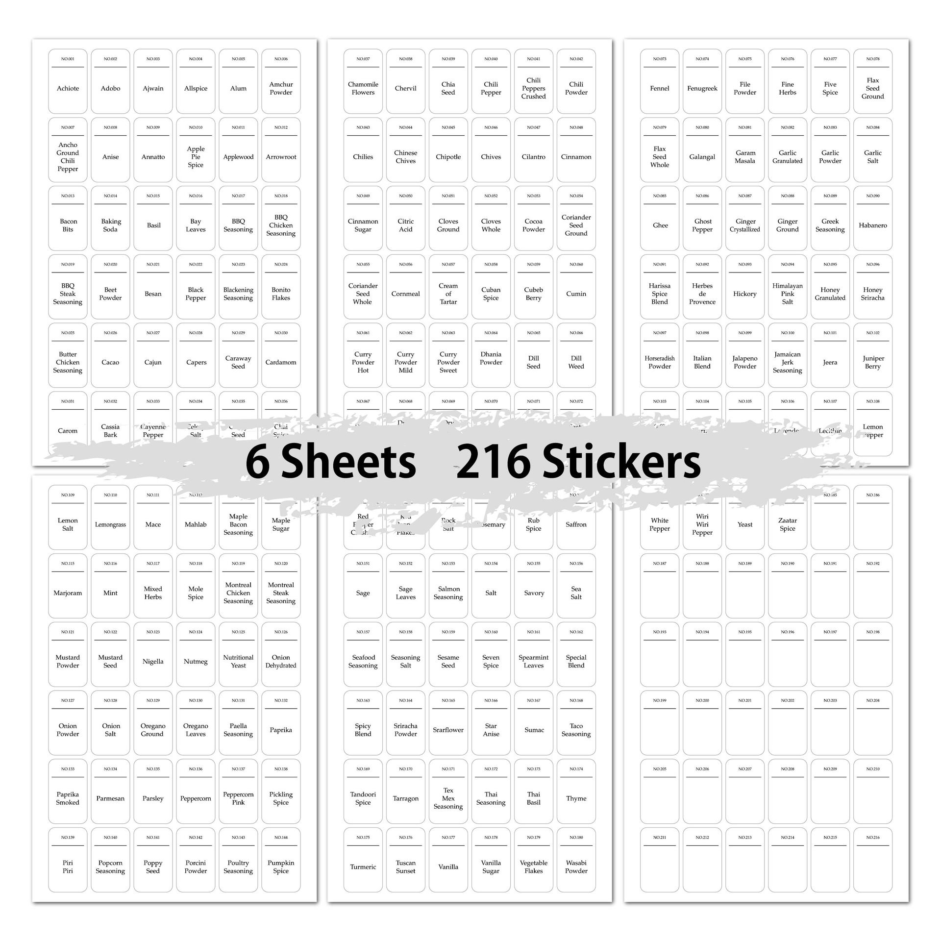 216pcs Kitchen Spice Jar Label - Kitchen.Baking Labels avis et prix