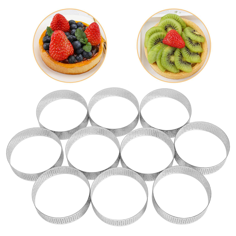 10Pcs Circular Tart Rings with - Kitchen Baking Cake avis et prix