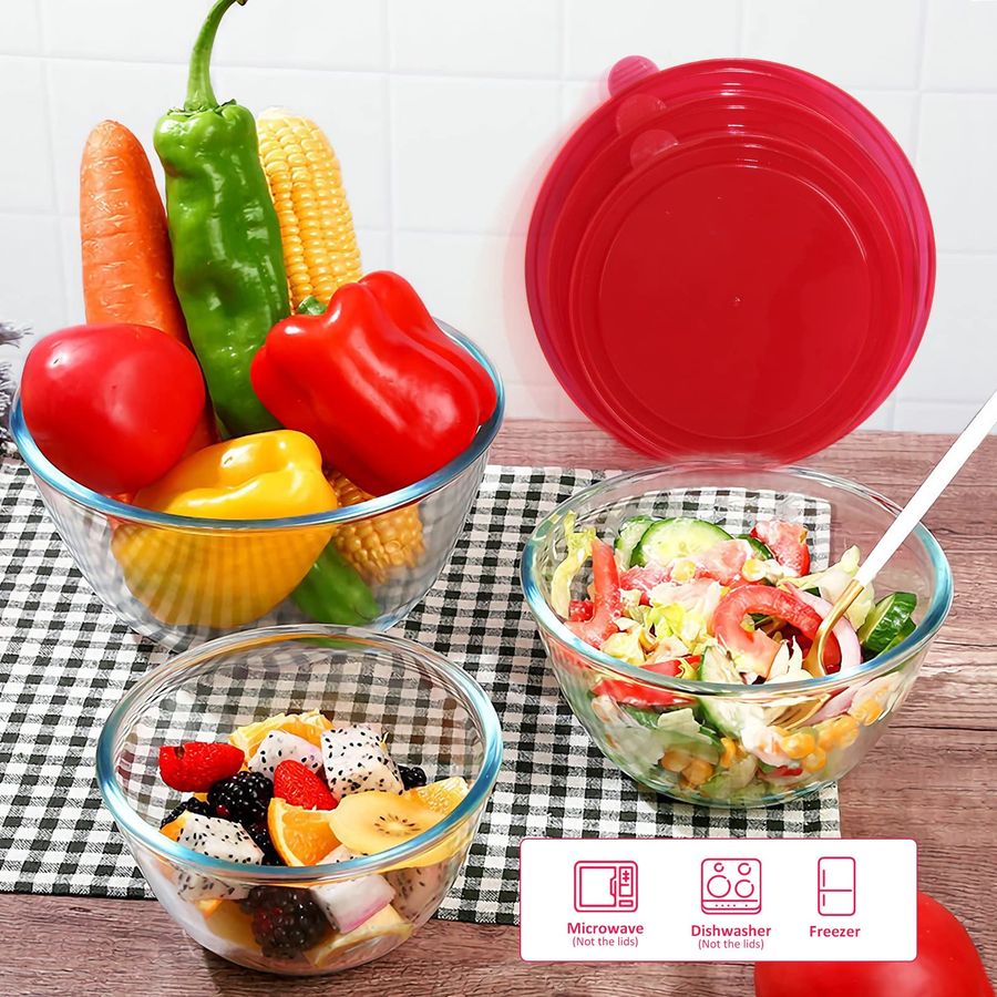 Glass Mixing Bowls with Lids S - Kitchen Glass Baking Set avis et prix