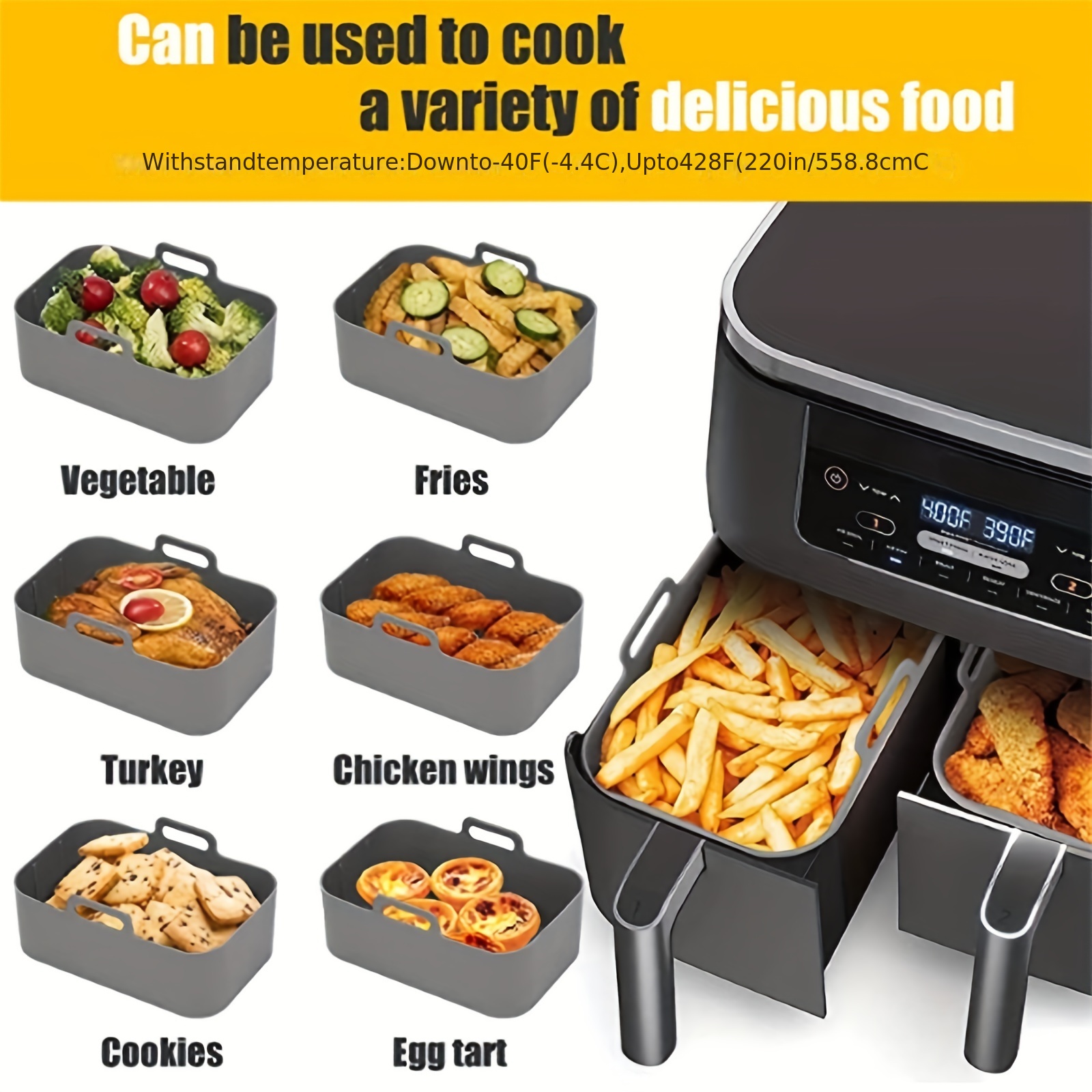 1/2Pcs Air Fryer Silicone Tray - Kitchen Baking Pan avis et prix