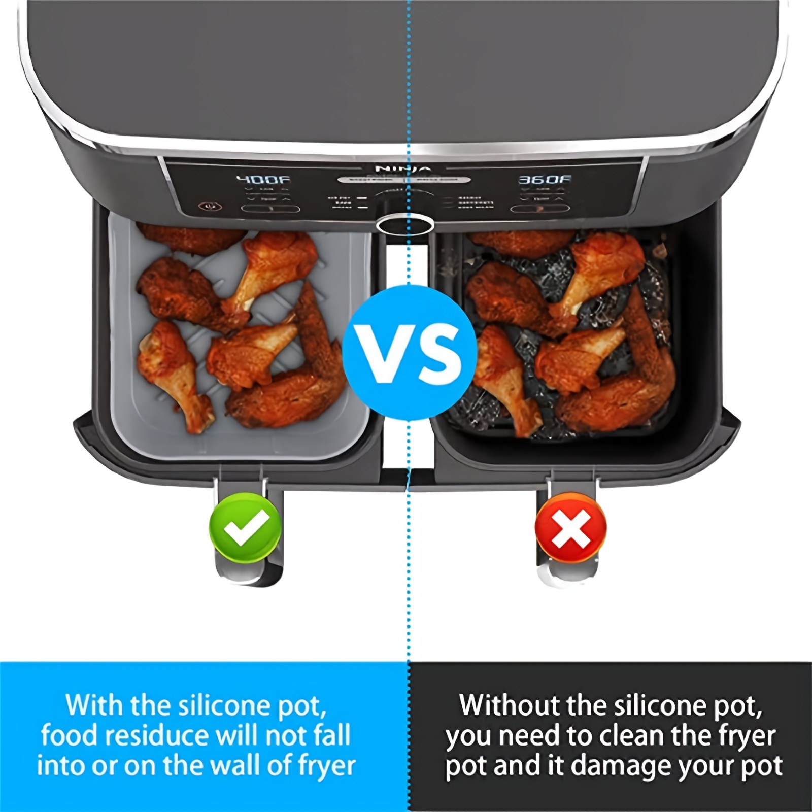 1/2Pcs Air Fryer Silicone Tray - Kitchen Baking Pan avis et prix