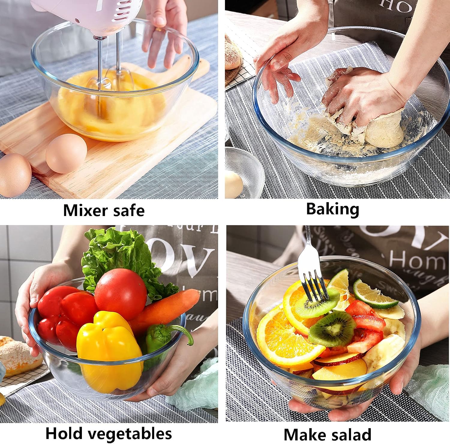Glass Mixing Bowl Set of 3 for - Kitchen Glass Baking Set avis et prix