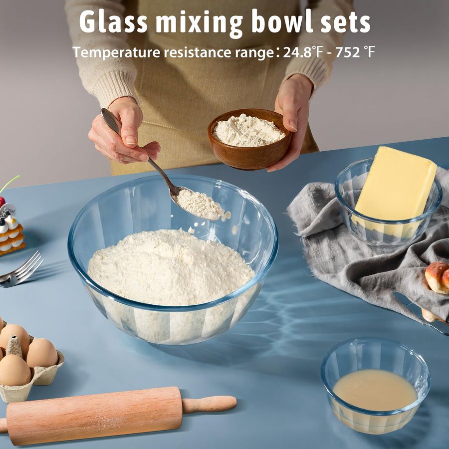 Mixing Bowls with Airtight Lid - Kitchen Glass Baking Set avis et prix