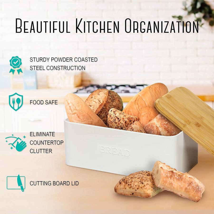 White Bread Box for Kitchen Co - Kitchen Baking Storage avis et prix