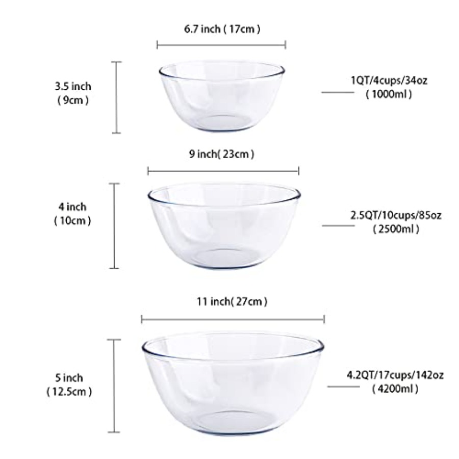 Glass Mixing Bowl Set for Baki - Kitchen Glass Baking Set avis et prix