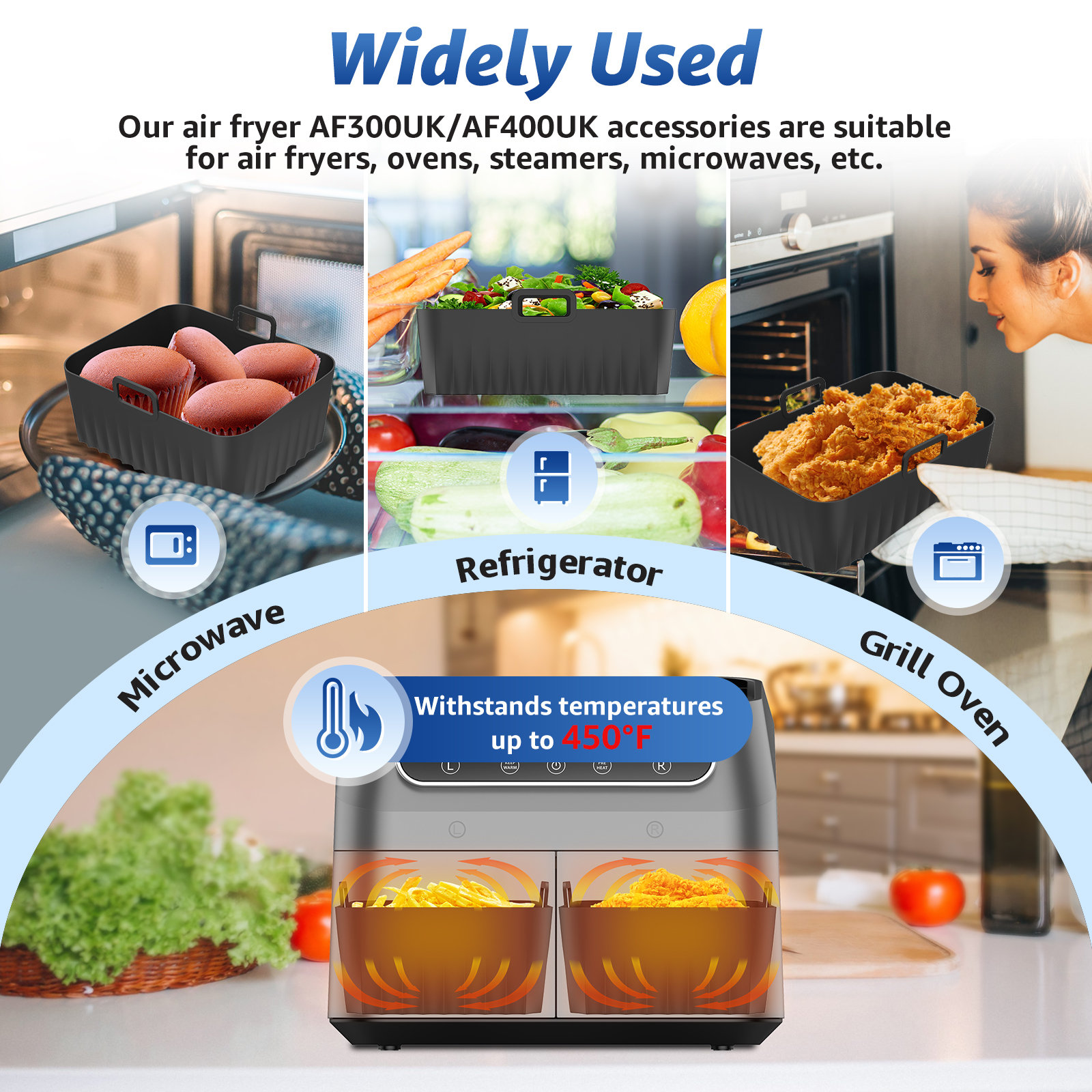 2Pcs Air Fryer Silicone Pot Ai - Kitchen Baking Pan avis et prix