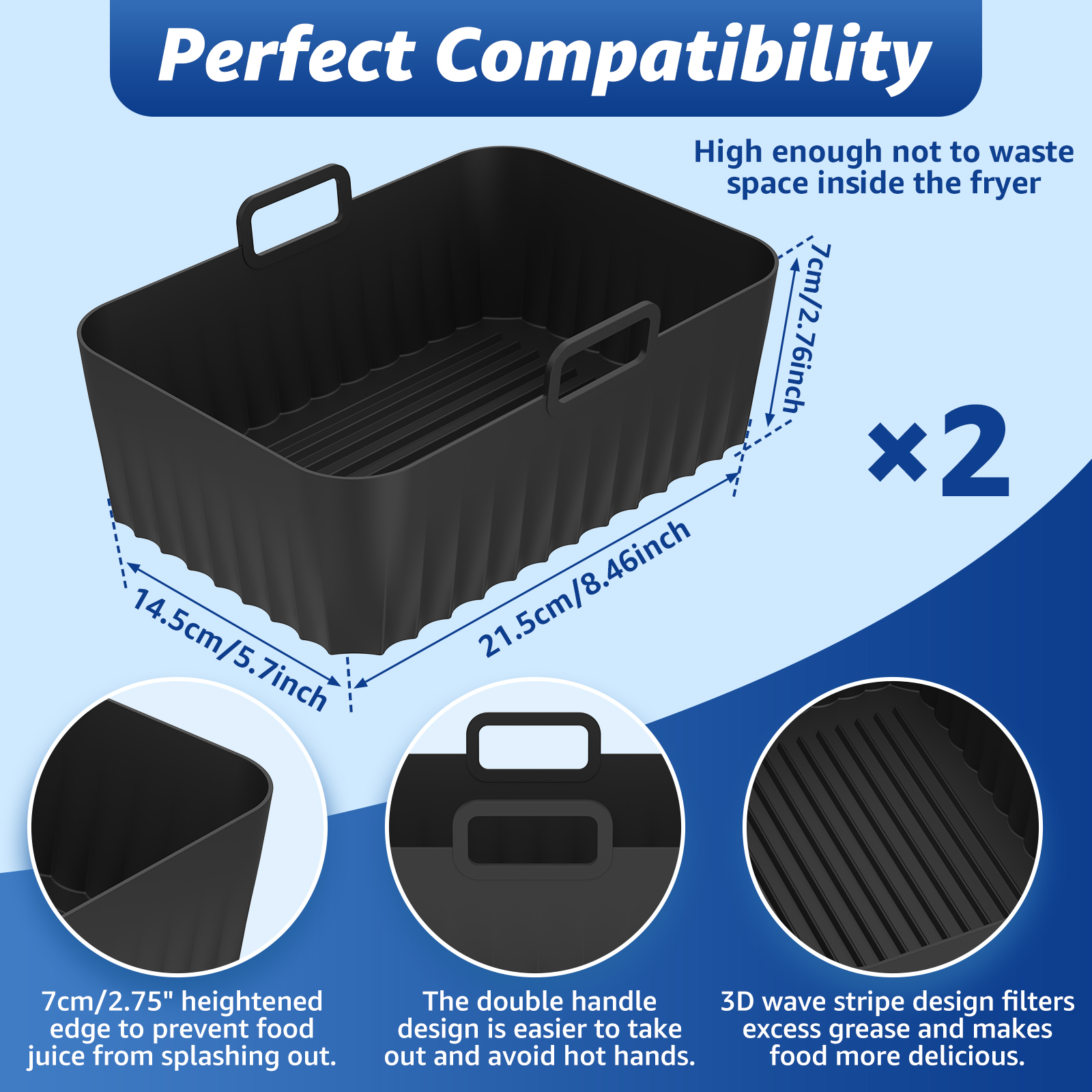 2Pcs Air Fryer Silicone Pot Ai - Kitchen Baking Pan avis et prix