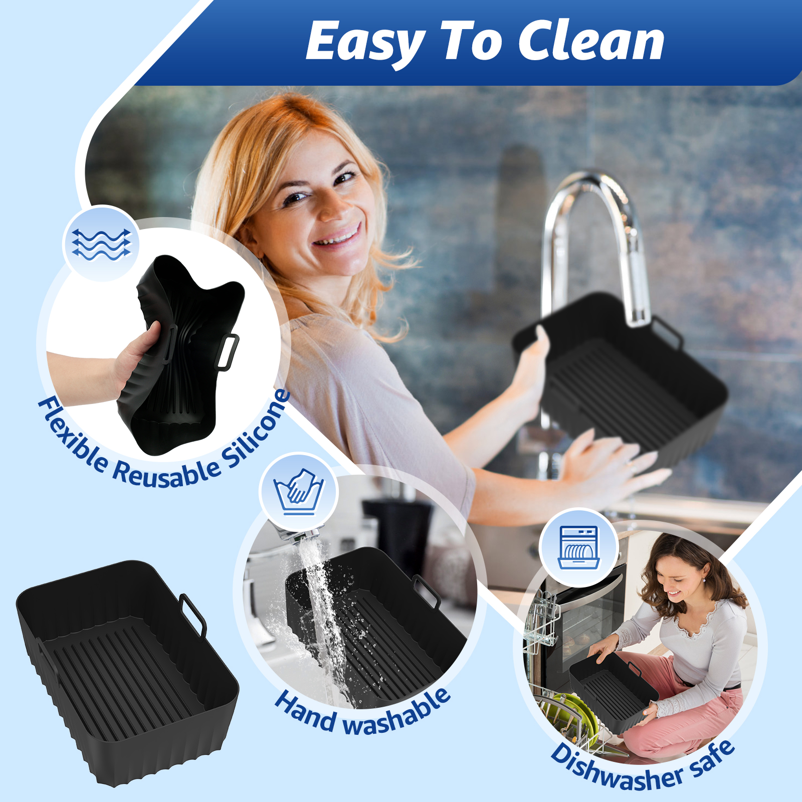 2Pcs Air Fryer Silicone Pot Ai - Kitchen Baking Pan avis et prix