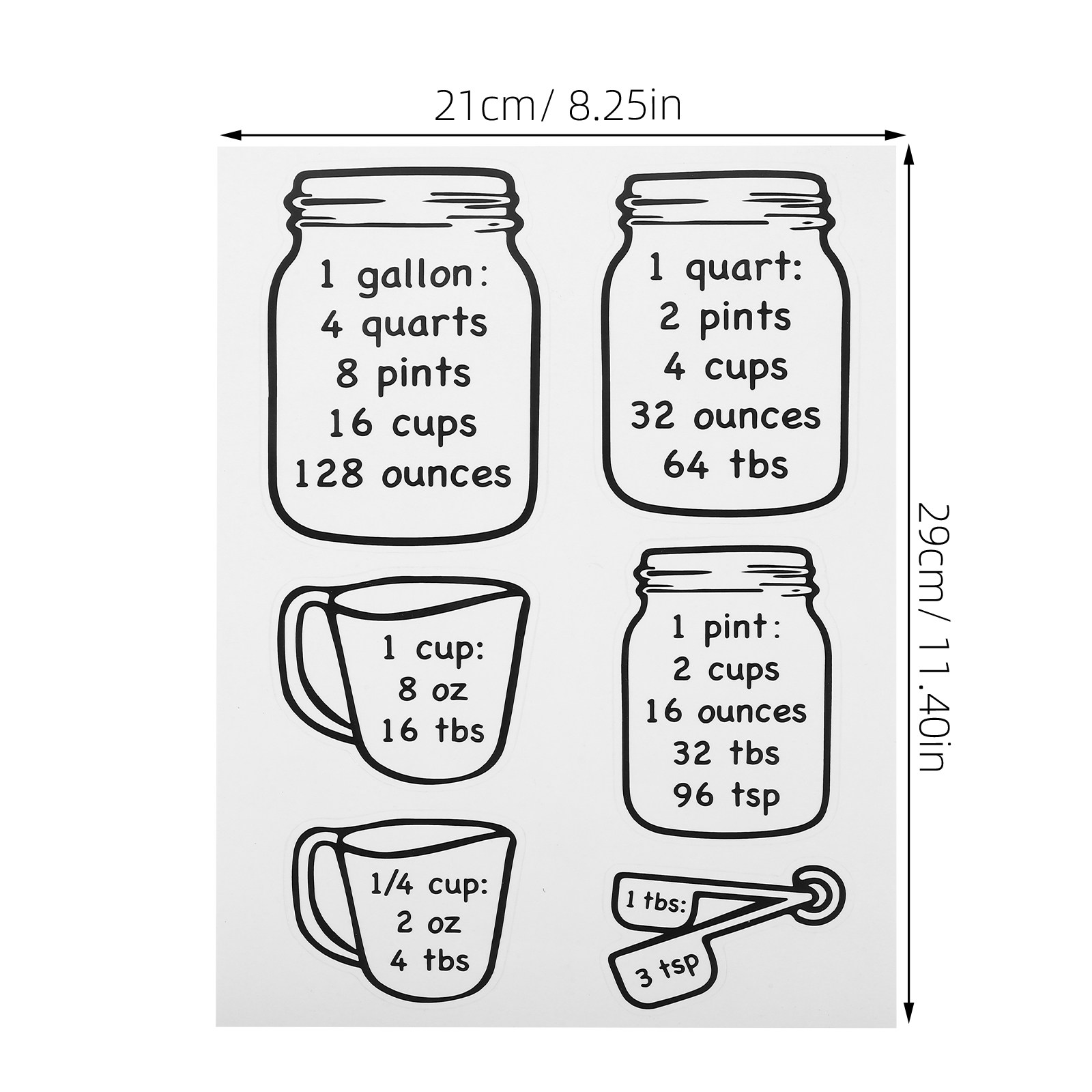 2Pcs Kitchen Conversion Chart  - Kitchen Baking Conversion Chart avis et prix