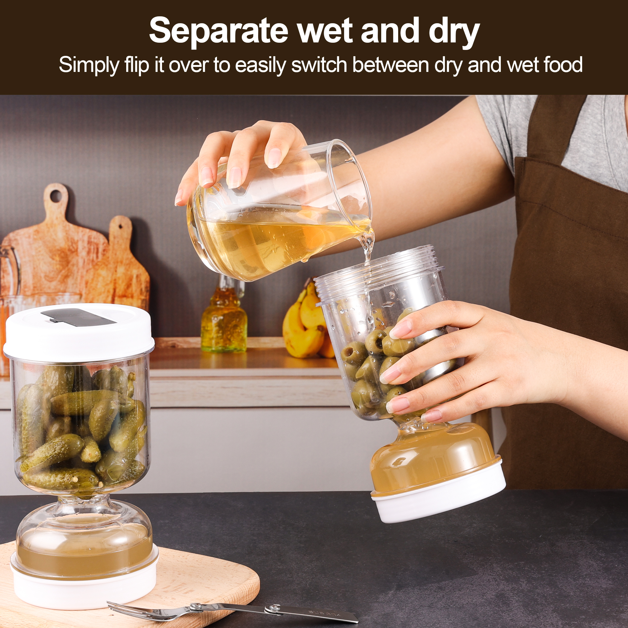Olive and Pickle Strainer Jar, - Kitchen Bank avis et prix